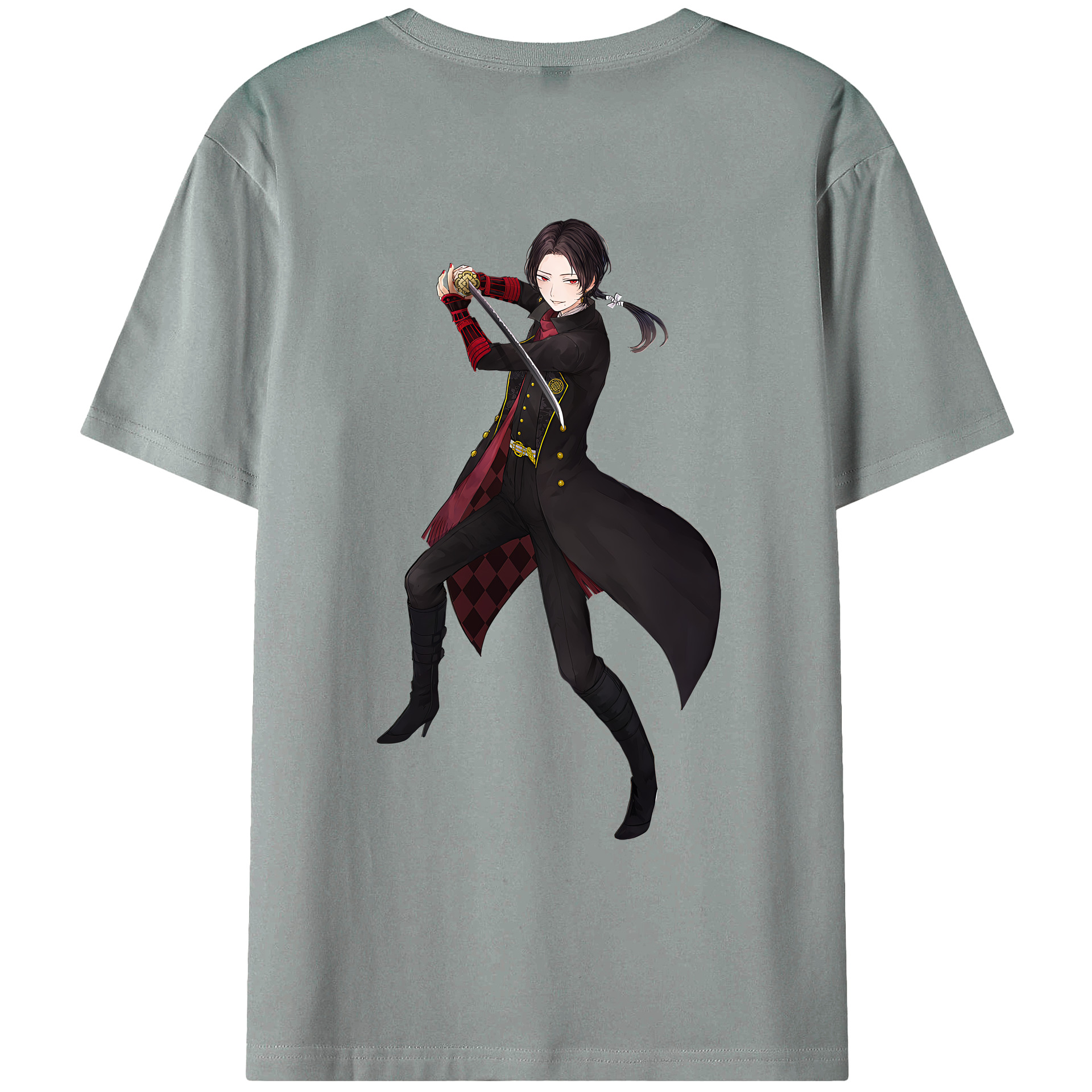 （画像用） 刀剣乱舞 Touken Ranbu 綿100％ メンズ半袖Tシャツ（バックプリント） 通気性